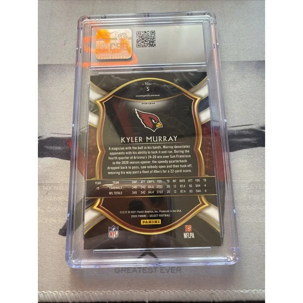 2020 Panini Select Kyler Murray #5 Silver Prizm CSG 9 Mint Arizona Cardinals NFL